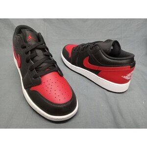 Nike Air Jordan 1 Low (GS) Sneakers Leather Black Red Boys Size 7Y NEW NO BOX!